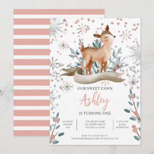 Convite Nosso Fawn Está Fazendo Um Aniversário de 1 Ano Co