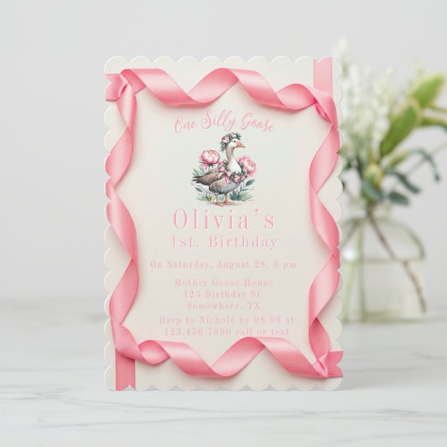 Convite Nosso ganso Bobo é virar uma Festa de aniversário (Em pé/Frente)