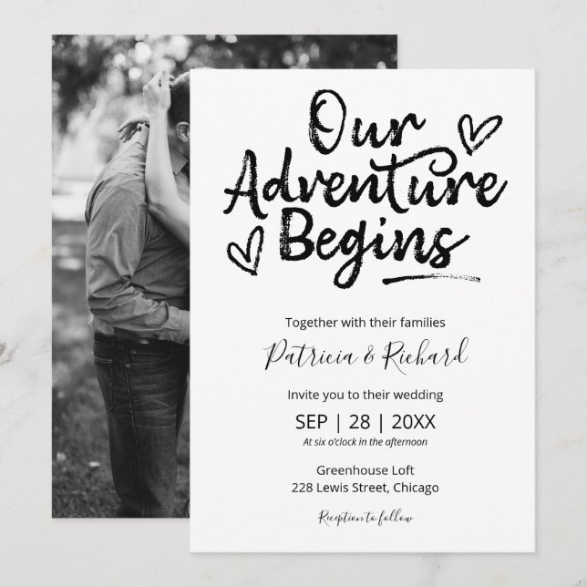 Convite Nosso Início de Aventura Casamento Rústico (Frente/Verso)