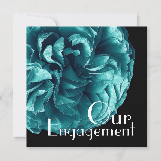 Convite Nosso Noivado - Elegante Rosa Azul Aqua (Frente)