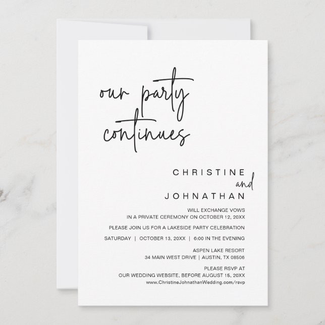 Convite Nosso Partido Continua, Janto De Elopemento De Cas (Frente)