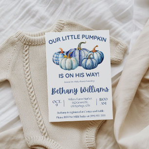 Convite Nosso Pequeno Abobrinha está a caminho, blue Baby