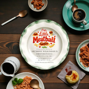 Convite Nosso Pequeno Almôndega Comida Italiana Fofa 1º An