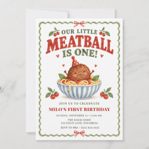 Convite Nosso Pequeno Almôndega Faz Um Aniversário Italian