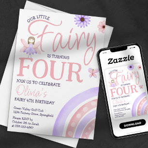 Convite Nosso Pequeno Aniversário de Fada Mágica Arco-Íris