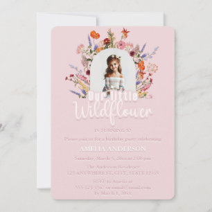 Convite Nosso Pequeno Aniversário Elegante de Flor Selvage