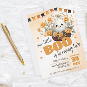Convite Nosso Pequeno Boo Está Fazendo Dois Aniversário Fa