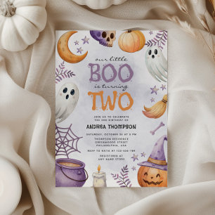 Convite Nosso Pequeno Boo está fazendo Dois no Halloween