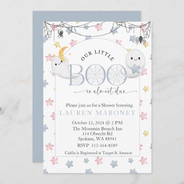 Convite Nosso Pequeno Boo está quase vencendo o bebê do Di (Frente/Verso)