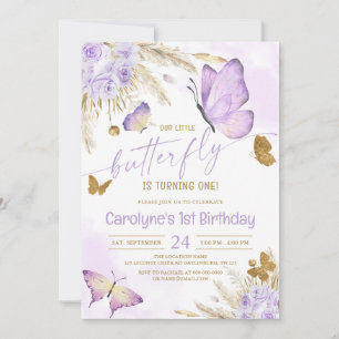 Convite Nosso Pequeno Borboleta Roxo Aniversário