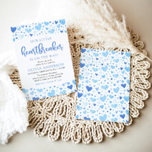 Convite Nosso pequeno Chá de fraldas Namorados Azul