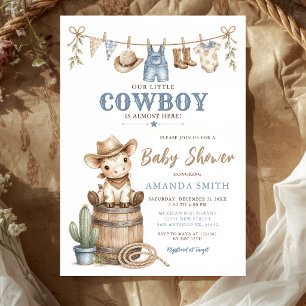 Convite Nosso Pequeno Cowboy Chá de Bebê Moderno