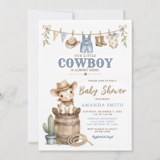 Convite Nosso Pequeno Cowboy Chá de Bebê Moderno