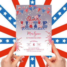 Convite Nosso Pequeno Firecracker Lilac Festa de primeiro 