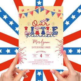 Convite Nosso Pequeno Firecracker Yellow primeiro aniversa