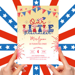 Convite Nosso Pequeno Firecracker Yellow primeiro aniversa