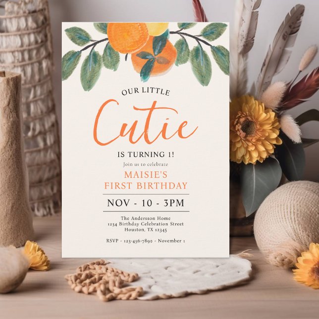 Convite Nosso Pequeno Laranja Cutil Parecia primeiro anive (Criador carregado)