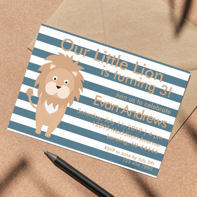 Convite Nosso pequeno leão, aniversário do leão, aniversár (Criador carregado)
