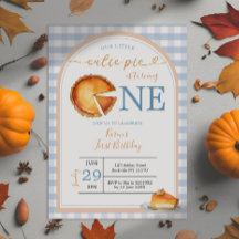 Nosso Pequeno Pie Azul Gingham Primeiro Aniversári