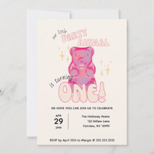 Convite Nosso Pequeno primeiro aniversario de Urso Gummy