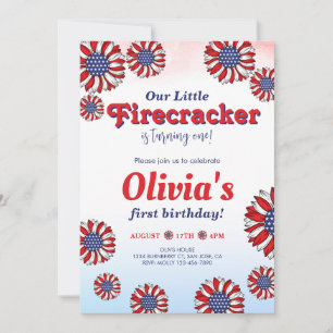 Convite Nosso Pequeno primeiro aniversario Firecracker