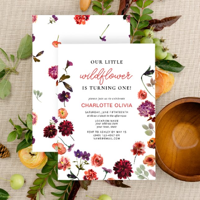 Convite Nosso pequeno primeiro aniversario Floral Boho (1st Birthday Invitation)