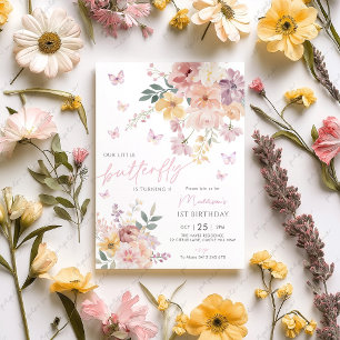 Convite Nosso pequeno primeiro aniversario Floral de Borbo