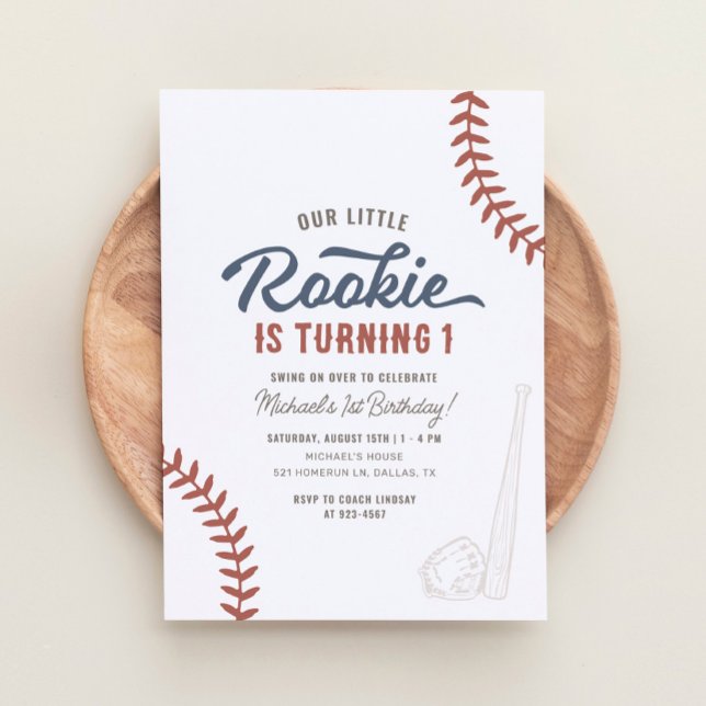 Convite Nosso Pequeno primeiro aniversario Rookie Baseball (Criador carregado)