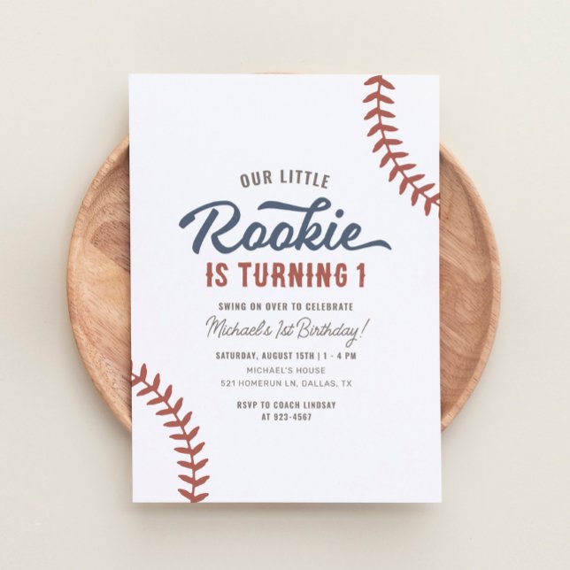 Convite Nosso Pequeno primeiro aniversario Rookie Baseball (Criador carregado)