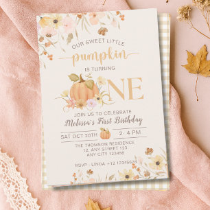 Convite Nosso Pequeno Pumpkin Caiu Floral Pumpkin Aniversá