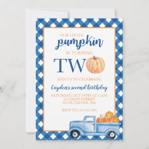 Convite Nosso Pequeno Pumpkin é Dois segundos aniversários