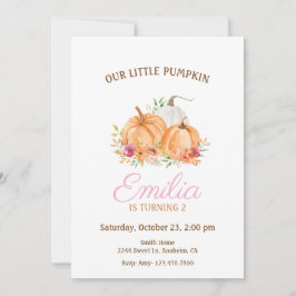 Convite Nosso Pequeno Pumpkin rosa e Festa de aniversário 