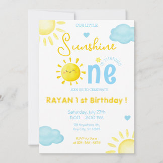Convite Nosso Pequeno Rapaz Sol Azul 1 rua Sol Aniversário