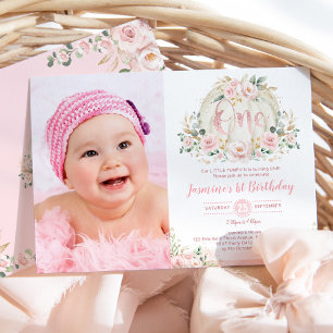 Convite Nosso Pequeno Rosa de Pumpkin Dourado Aniversário