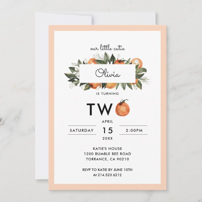 Convite Nosso Pequeno segundo aniversário (Frente)