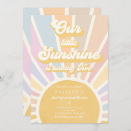 Convite Nosso Pequeno segundo aniversário Sol, Festa Retro