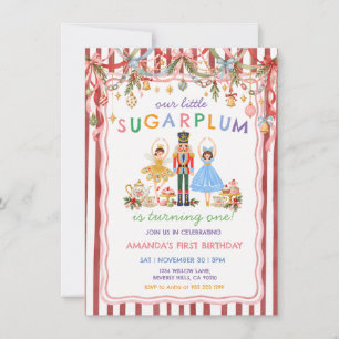 Convite Nosso Pequeno Sugarplum Está Fazendo Um Ano