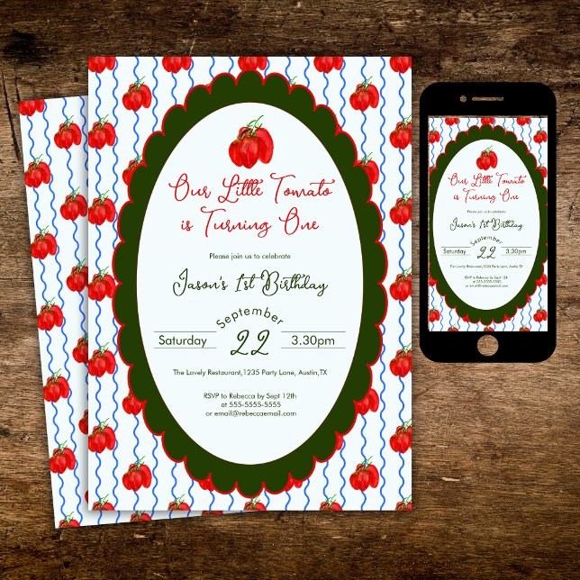 Convite Nosso pequeno Tomate está virando um primeiro aniv (Criador carregado)