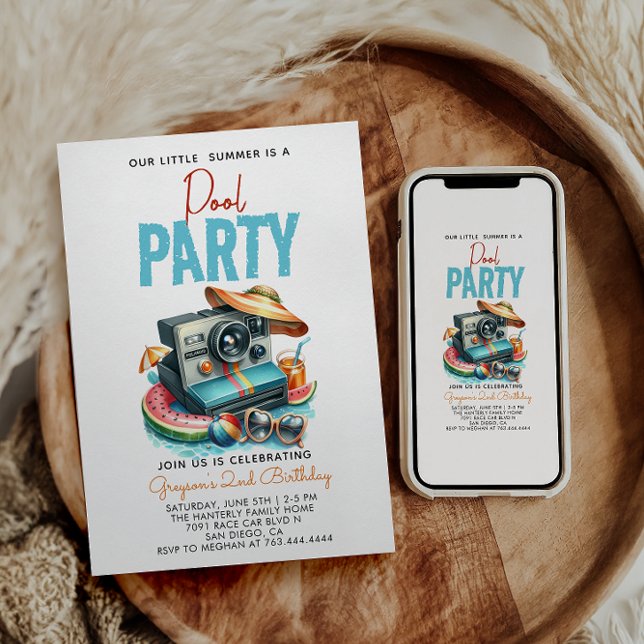 Convite nosso pequeno verão é segundo aniversário de pisci (Criador carregado)