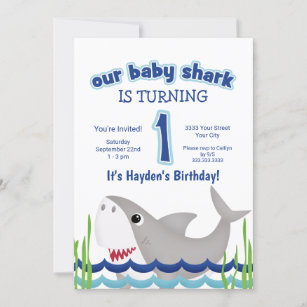 Convite Nosso primeiro aniversario de tubarão bebê