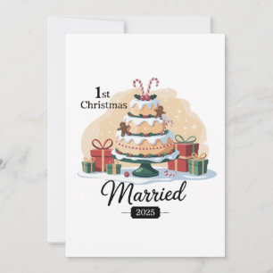 Convite Nosso Primeiro Natal Casados 2025 Bolo Festivo N