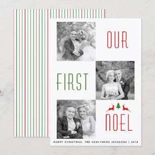Convite Nosso primeiro primeiro Natal de Noel listra o