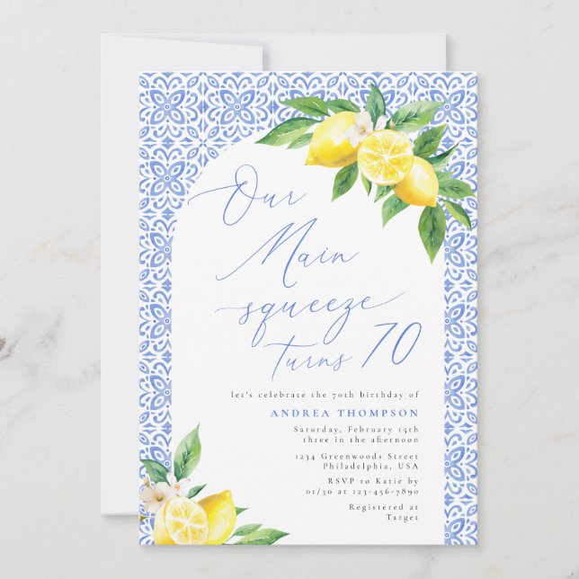 Convite Nosso principal aperto faz 70 anos de Limão italia (Frente)