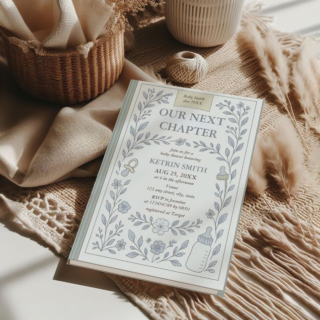 Convite Nosso Próximo Chá de fraldas Storybook Boy (Our Next Chapter Storybook Baby Shower Invitation)