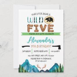 Convite Nosso Ursinho é Selvagem & Cinco Aniversário