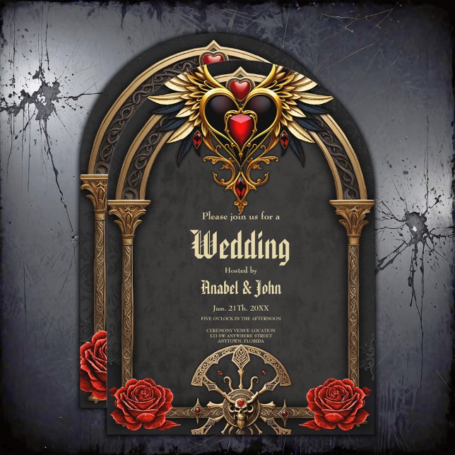 Convite Nossos celtas e coração na elegância gótica (Criador carregado)