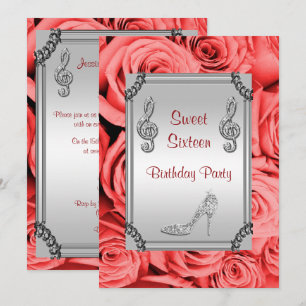 Convite Nota da música do diamante, estilete & doce 16 da