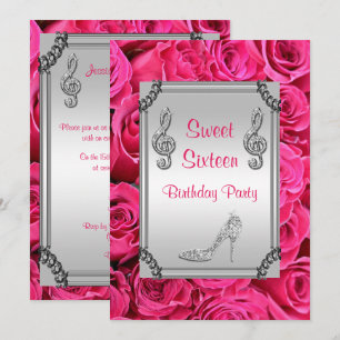 Convite Nota da música do diamante, estilete & doce 16 do