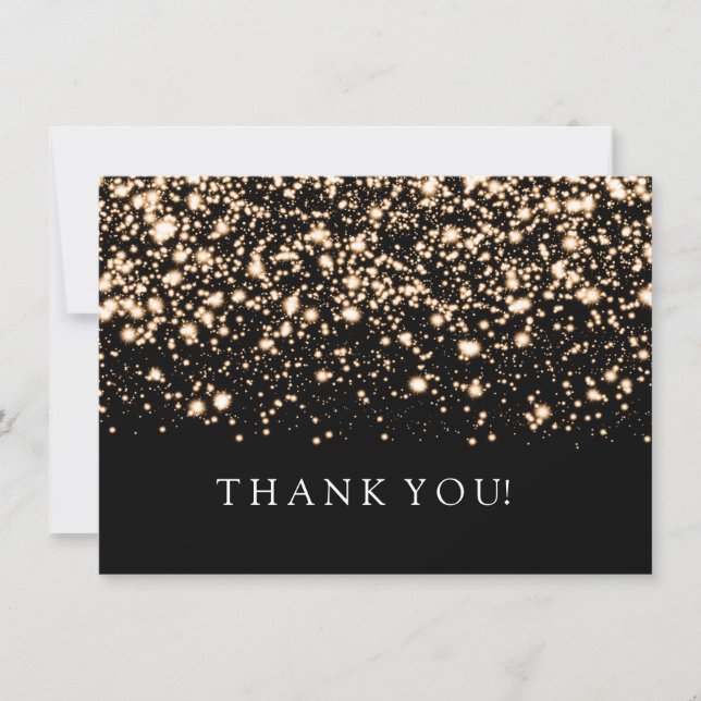 Convite Nota de Agradecimento de Casamento Gold Midnight G (Frente)