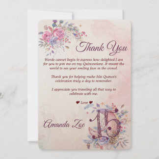 Convite Nota de agradecimento Quinceañera